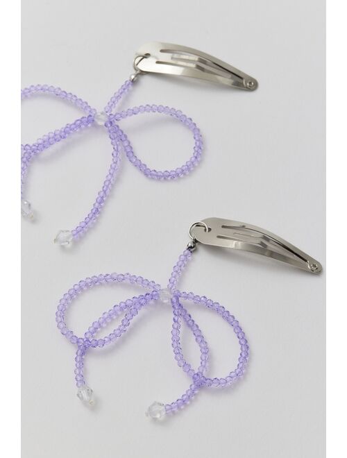 Urban Outfitters Beaded Bow Snap Clip Set