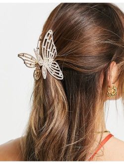 hair claw with diamante butterfly detail in gold tone