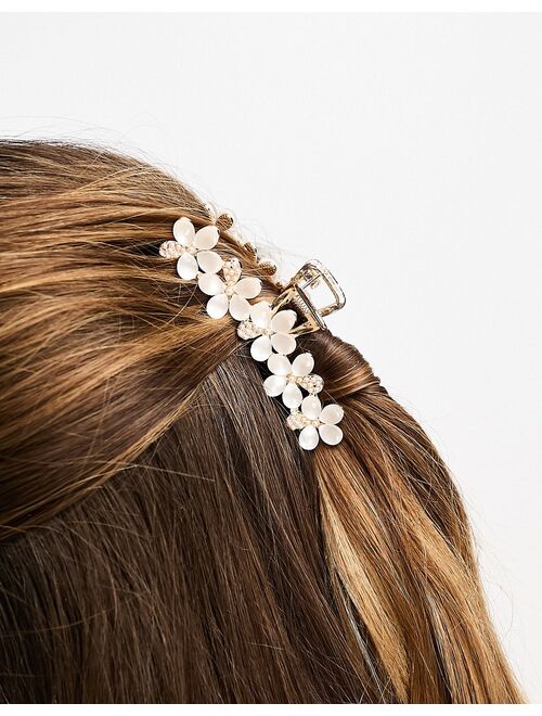 ASOS DESIGN hair clip claw with pearl floral design