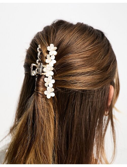 ASOS DESIGN hair clip claw with pearl floral design