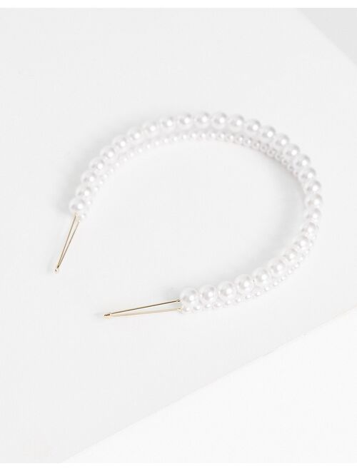 ASOS DESIGN headband with multirow pearl design