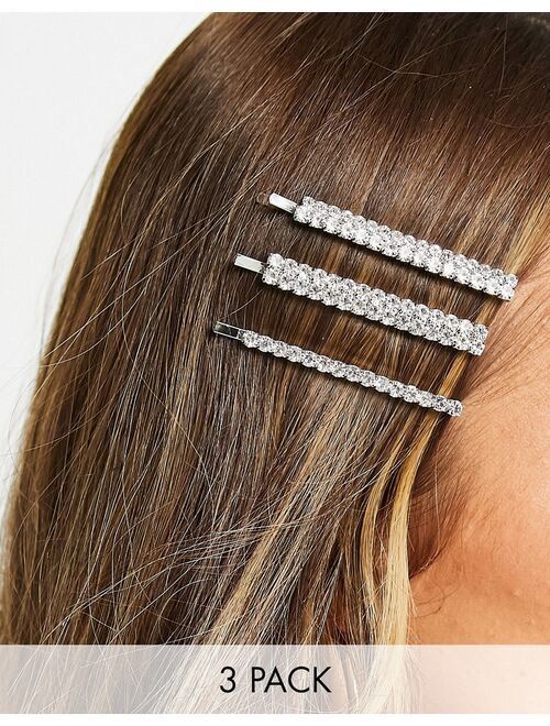True Decadence hair clip 3 pack in silver crystal