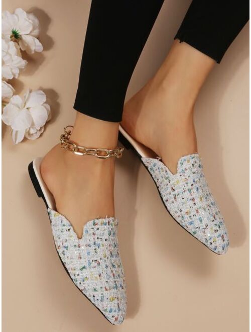 Women Color Block Point Toe Flat Mules Fashion Outdoor Flats