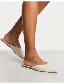 Luna pointed ballet mules in natural fabrication