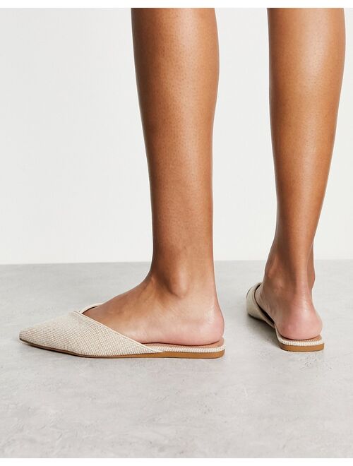 ASOS DESIGN Luna pointed ballet mules in natural fabrication