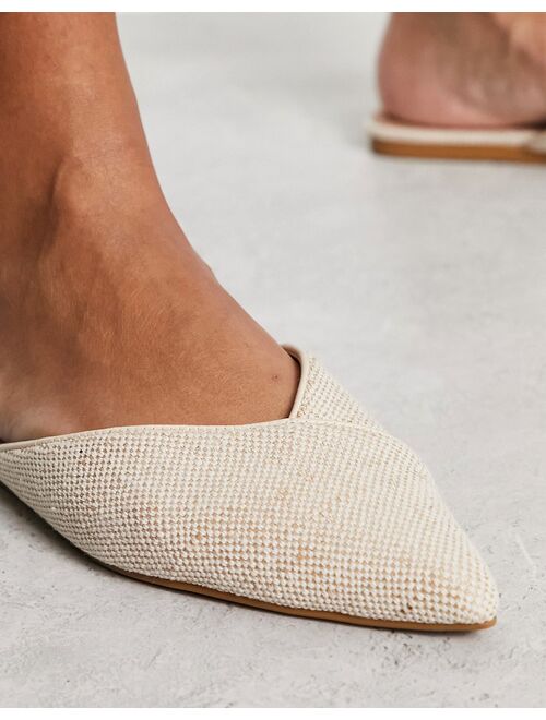 ASOS DESIGN Luna pointed ballet mules in natural fabrication