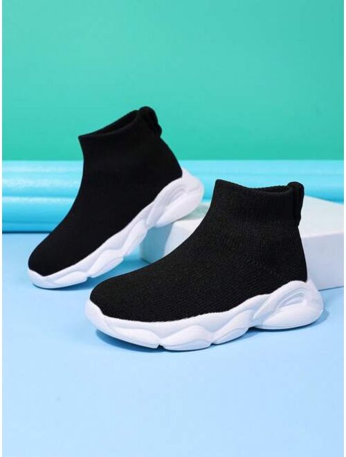 Shein Boys Slip On High Top Sock Sneakers For Outdoor