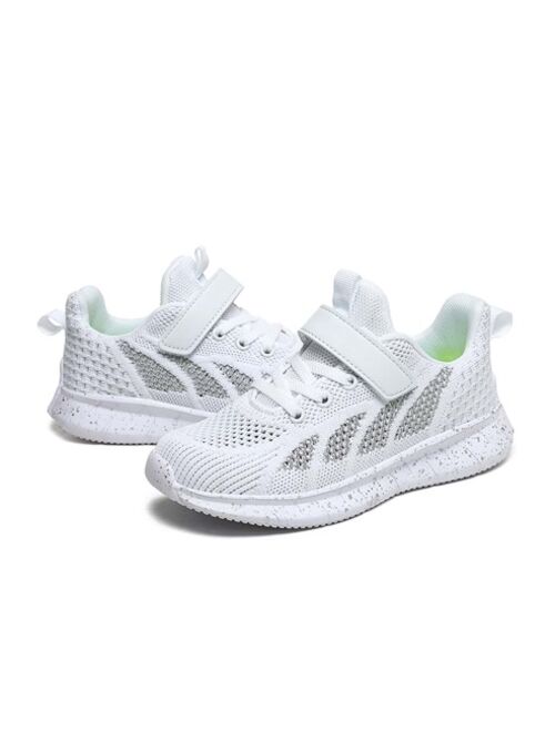 Shein Boys' Letter Pattern Hook And Loop Fastener Sports Shoes, Children's Comfortable And Breathable Athletic Shoes
