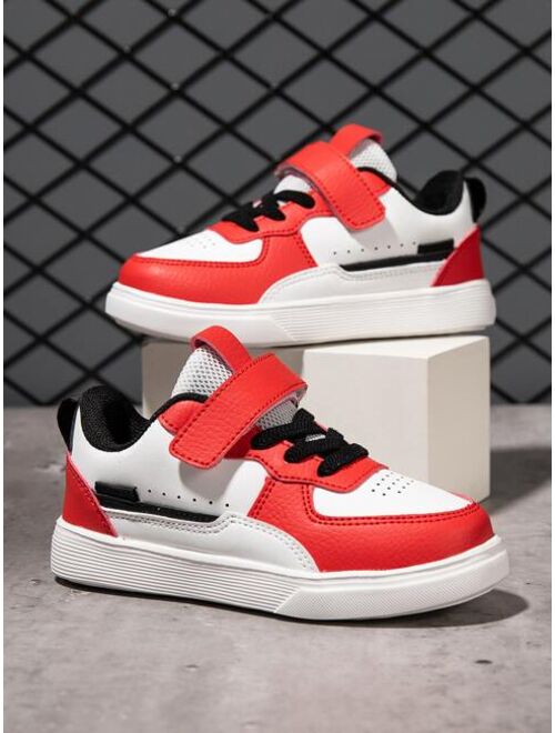 Shein Sporty Skate Shoes For Boys, Colorblock Lace-up Front Sneakers
