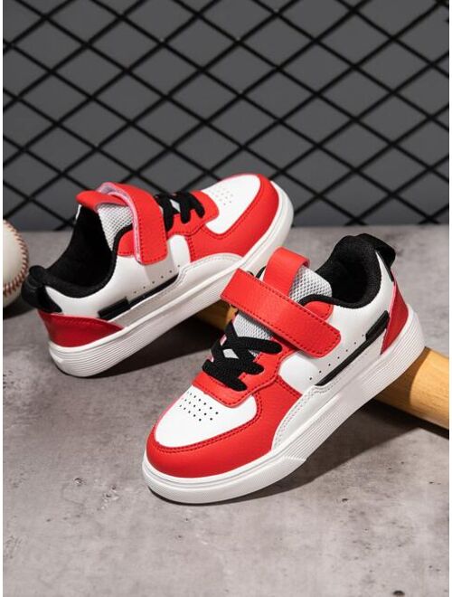 Shein Sporty Skate Shoes For Boys, Colorblock Lace-up Front Sneakers