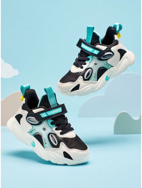 Shein Boys Letter Graphic Hook-and-loop Fastener Comfortable Sporty Chunky Sneakers For Outdoor