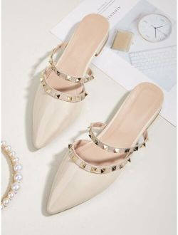Women Studded Decor Flat Mules Fashion Outdoor Flats