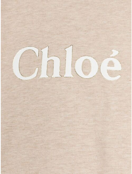 Chloe Kids logo-print rolled-sleeve T-shirt