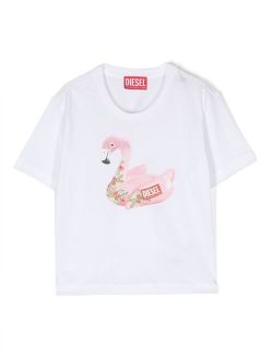 Kids flamingo-print cotton T-shirt
