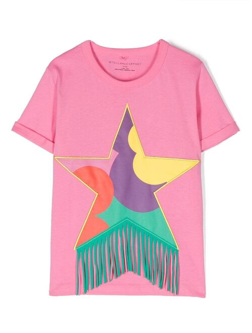 Stella McCartney Kids fringed star-print T-shirt