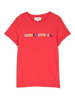 SONIA RYKIEL ENFANT logo-print cut-out T-shirt