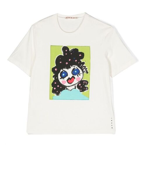 Marni Kids painted graphic-print T-shirt