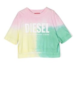 Kids tie-dye logo-print T-shirt