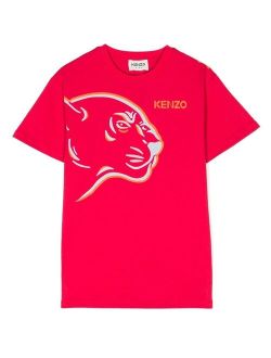 Kids lion head-motif cotton T-Shirt