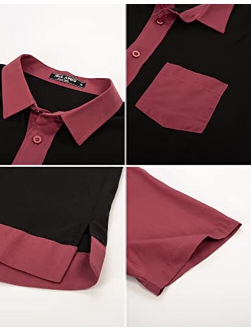 Pj Paul Jones Men Contrast 70s Vintage Bowling Shirt Short Sleeve Button Down Summer Shirt