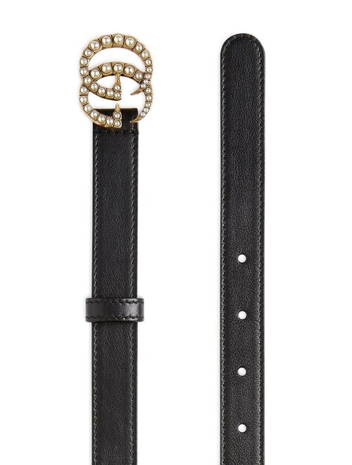 Gucci Double G pearl-embellished buckle belt