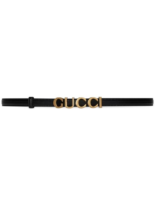 Gucci logo-buckle thin leather belt