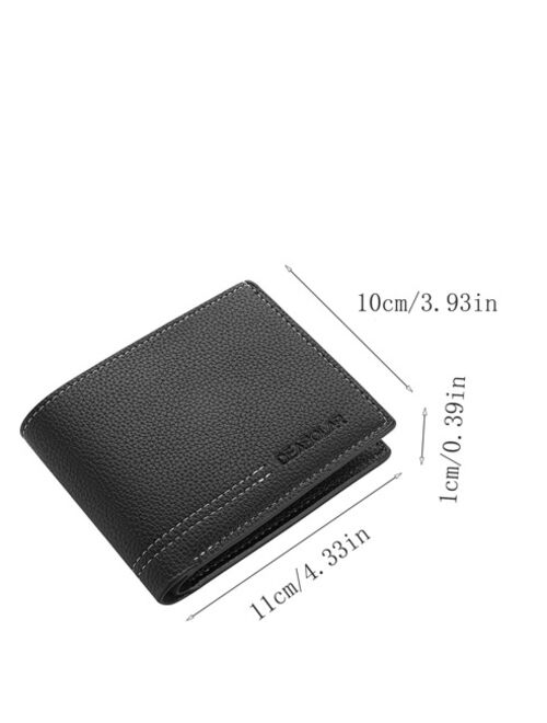 Shein Men Litchi Embossed Small Wallet Pocket Wallet Small Purse ID Window Bifold Men Wallet Dad Gifts