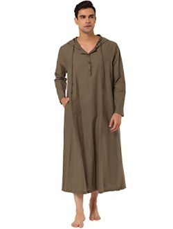 Lars Amadeus Men's Nightshirt Long Sleep Shirt Hooded Loungewear Nightgown Pajamas