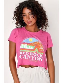 Prince Peter Red Rock Canyon Pink Distressed Cropped Graphic Tee