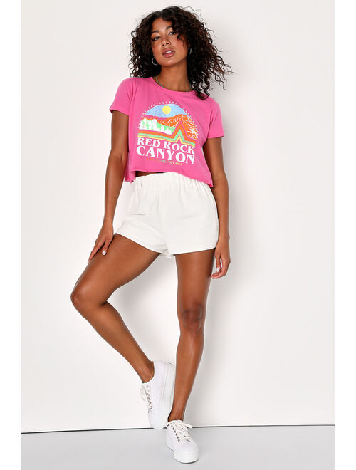 Prince Peter Red Rock Canyon Pink Distressed Cropped Graphic Tee