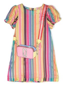 Kids horizonal-stripe short-sleeve dress