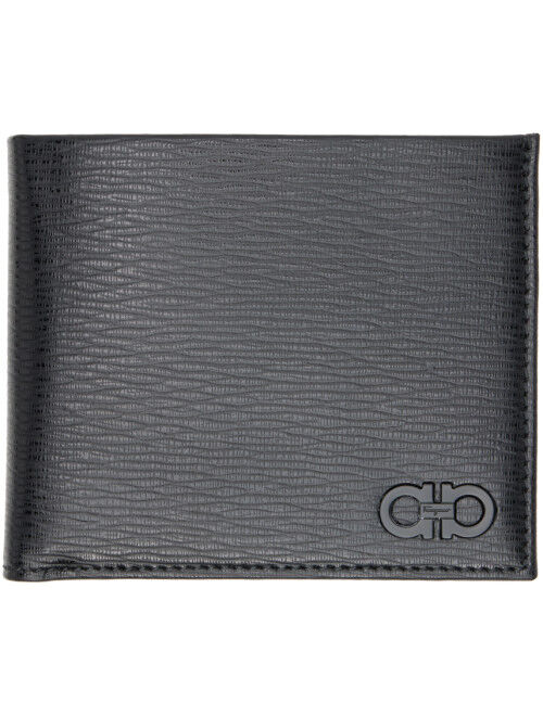 FERRAGAMO Black Gancini Bifold Wallet