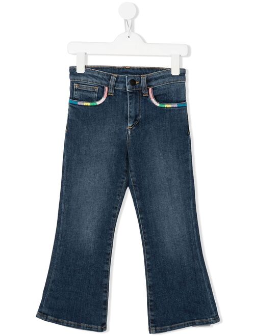 Palm Angels Kids embroidered flared jeans