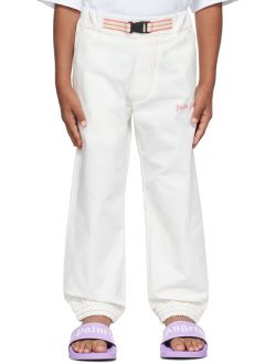 Kids White Belted Trousers