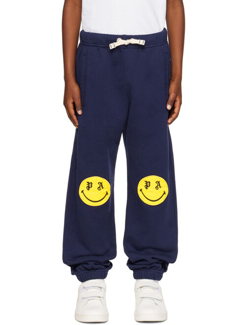 PALM ANGELS Kids Navy Embroidered Sweatpants