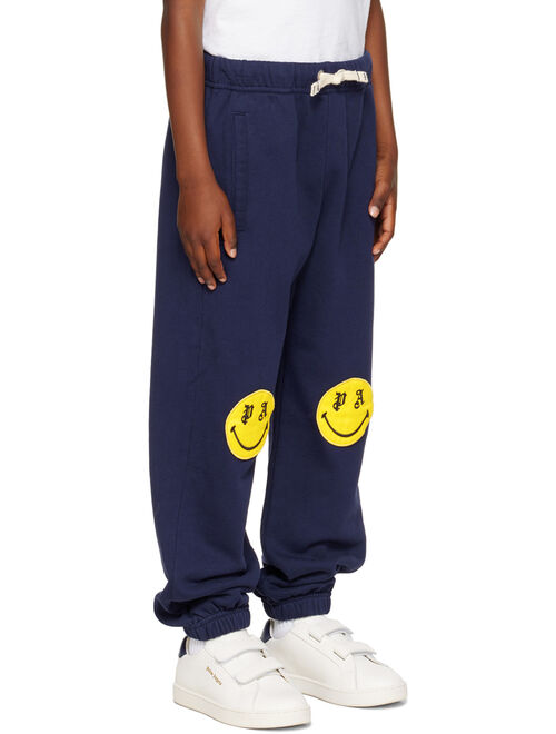 PALM ANGELS Kids Navy Embroidered Sweatpants