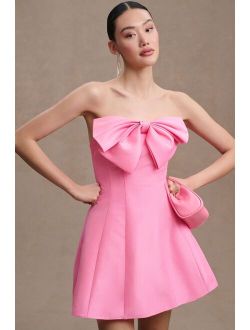 Strapless A-Line Bow Mini Dress