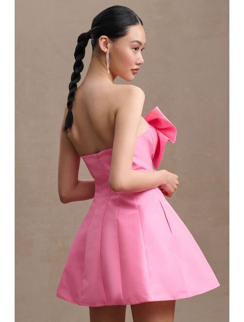Mac Duggal Strapless A-Line Bow Mini Dress