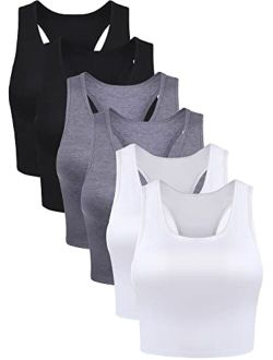 Boao 6 Pieces Basic Sleeveless Racerback Sports Crop Tank Tops for Women Girls Daily Wearing