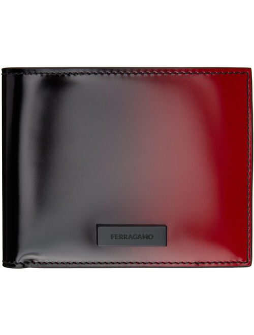 FERRAGAMO Red & Black Two Tone Bifold Wallet