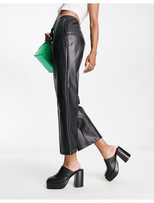 ASOS DESIGN Pierre premium leather chunky heeled mules in black