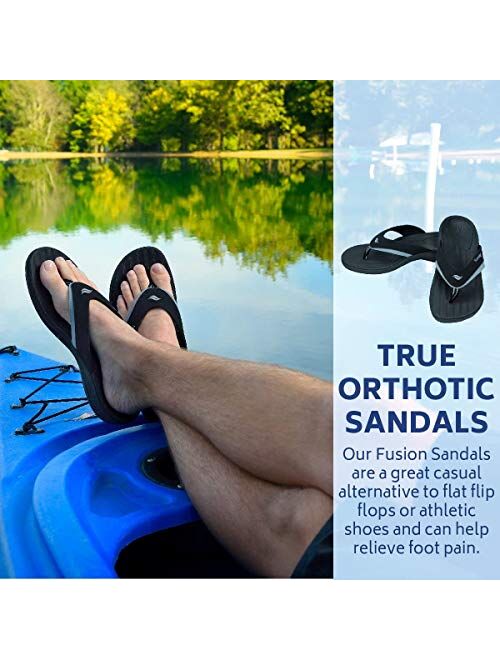 Powerstep Men's Arch Support Orthotic Flip Flop Sandals with Shock Absorbing Sole, Lightweight Non-Slip Tread