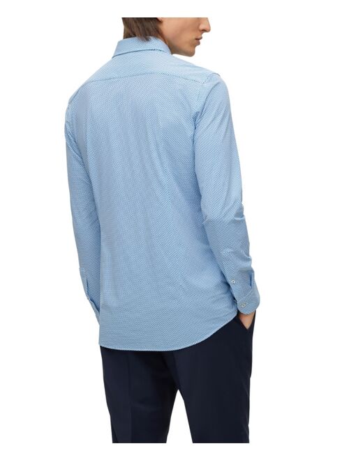 BOSS BY HUGO BOSS Men's Printed Performance-Stretch Jersey Slim-Fit Dress Shirt