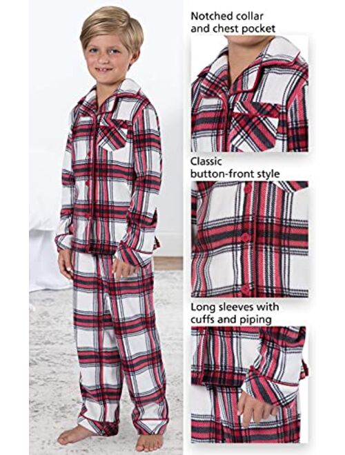 PajamaGram Fleece Pajamas for Kids - Kids Button Down Pajamas