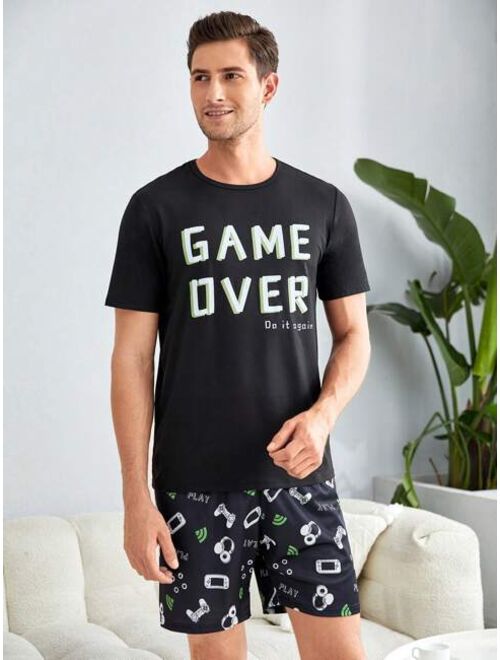 Shein Men Slogan Graphic PJ Set