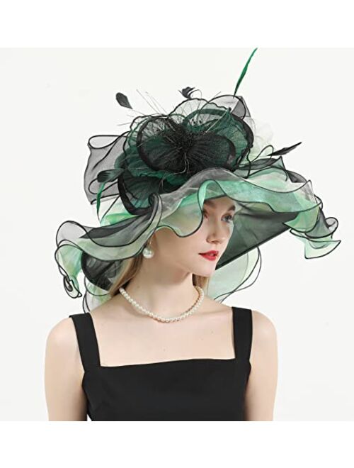 ORIDOOR Women's Organza Cloche Bowler Hat Derby Fascinator for Tea Party Bridal Wedding Dress Hat