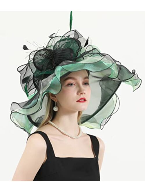 ORIDOOR Women's Organza Cloche Bowler Hat Derby Fascinator for Tea Party Bridal Wedding Dress Hat