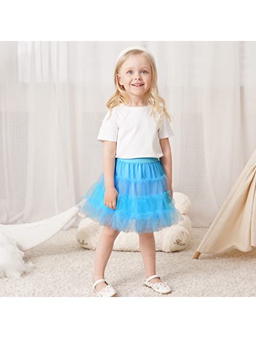 Sosomi Light Pink Tutu Skirts for Toddler Girls Birthday Outfit Puffy Ballet Tulle Layered Skirt Size 2-8