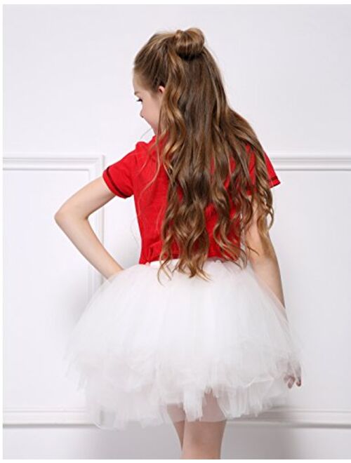 Tutu.Kk Girl's 6-Layered Tulle Fluffy Tutu Skirt Princess Dancing Petticoat Ballet Underskirt(2T-8T)