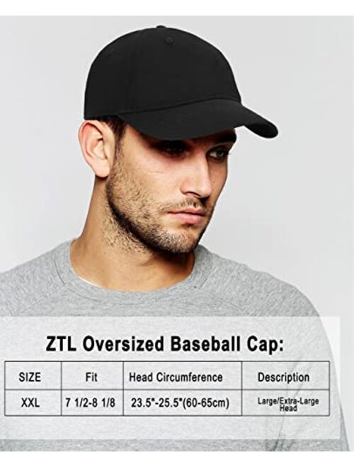 Ztl Oversize XXL Baseball Cap for Big Heads 23.6"-25.6", Extra Large Low Profile Dad Hat Sports Cap Adjustable Strapback Hat
